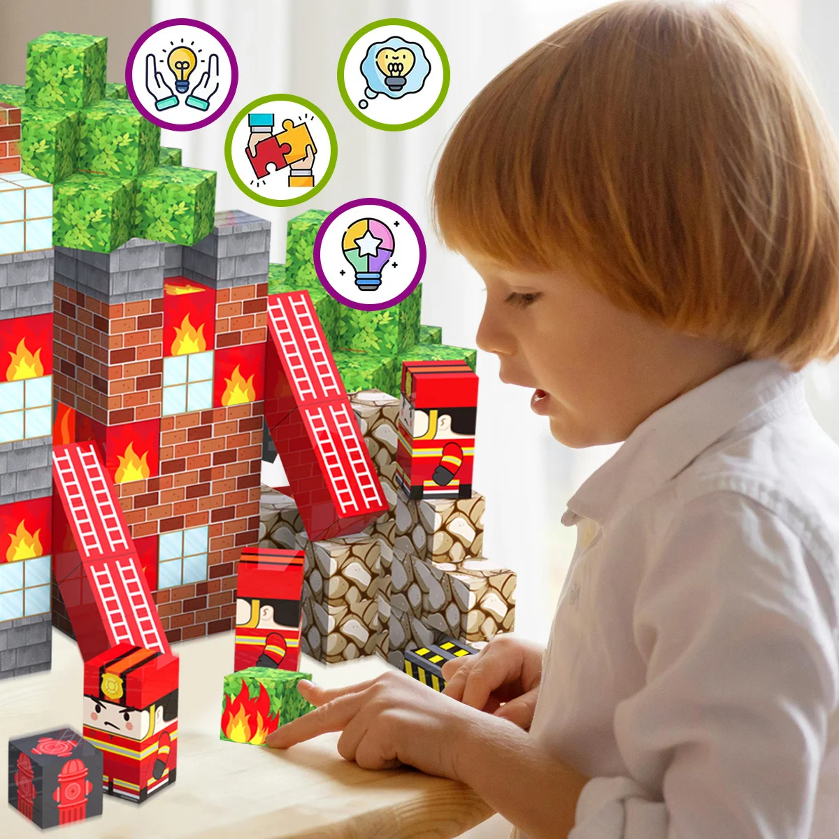 Magnetic Building Blocks, Educational Toys for Boys and Girls, Classroom Teaching Magnetic Building Blocks Set, Christmas, Hallo