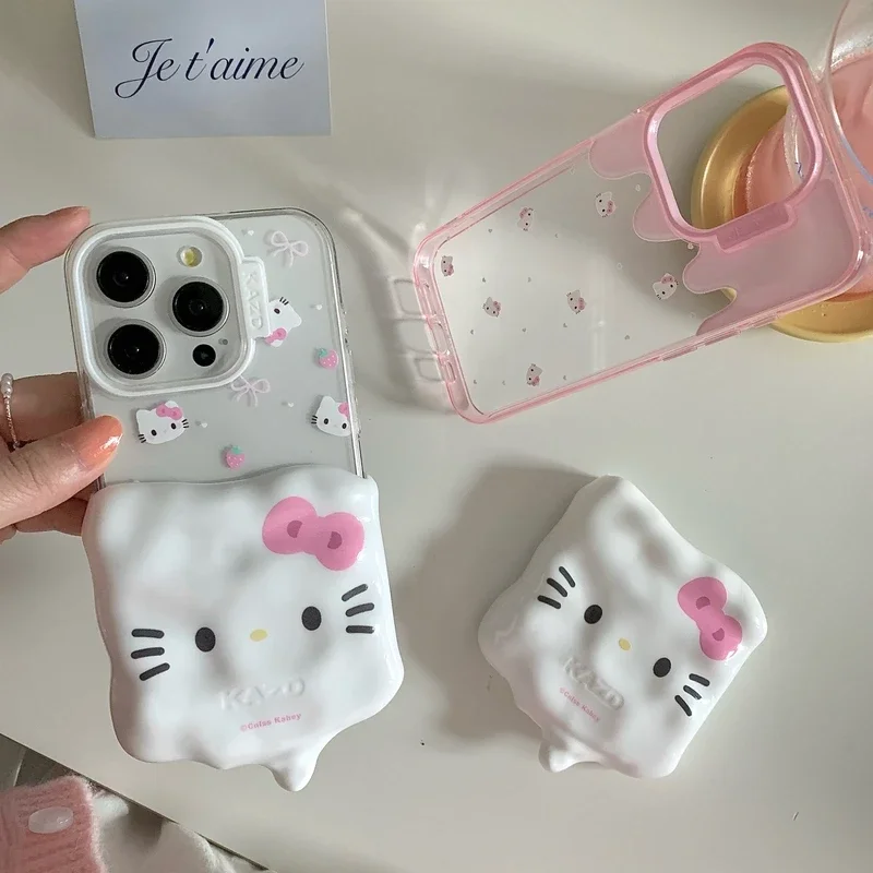 Cute Cartoon Sanrio Hello Kitty Ice cream Transparent Phone Case For iPhone 15 14 13 12  Pro Max Shockproof Soft TPU Cover