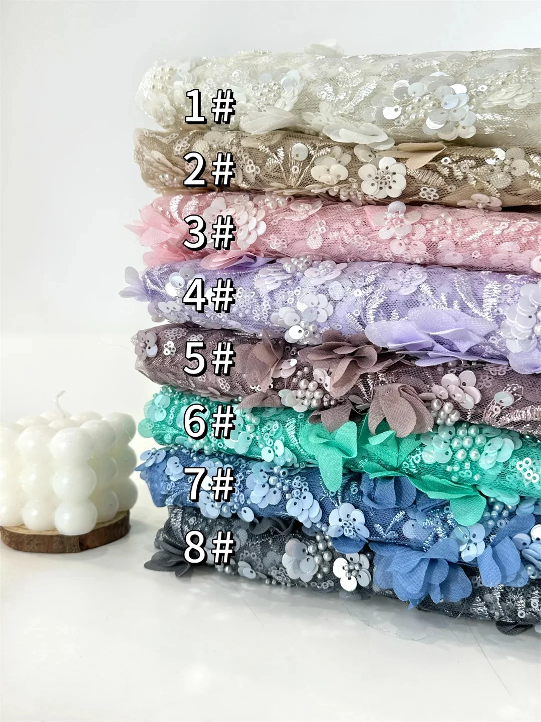 

3D Flowers In Purple French Lace Fabric 2026 High Quality Lace Net African Lace Fabric With Beads Lace Fabrics For Wedding Party