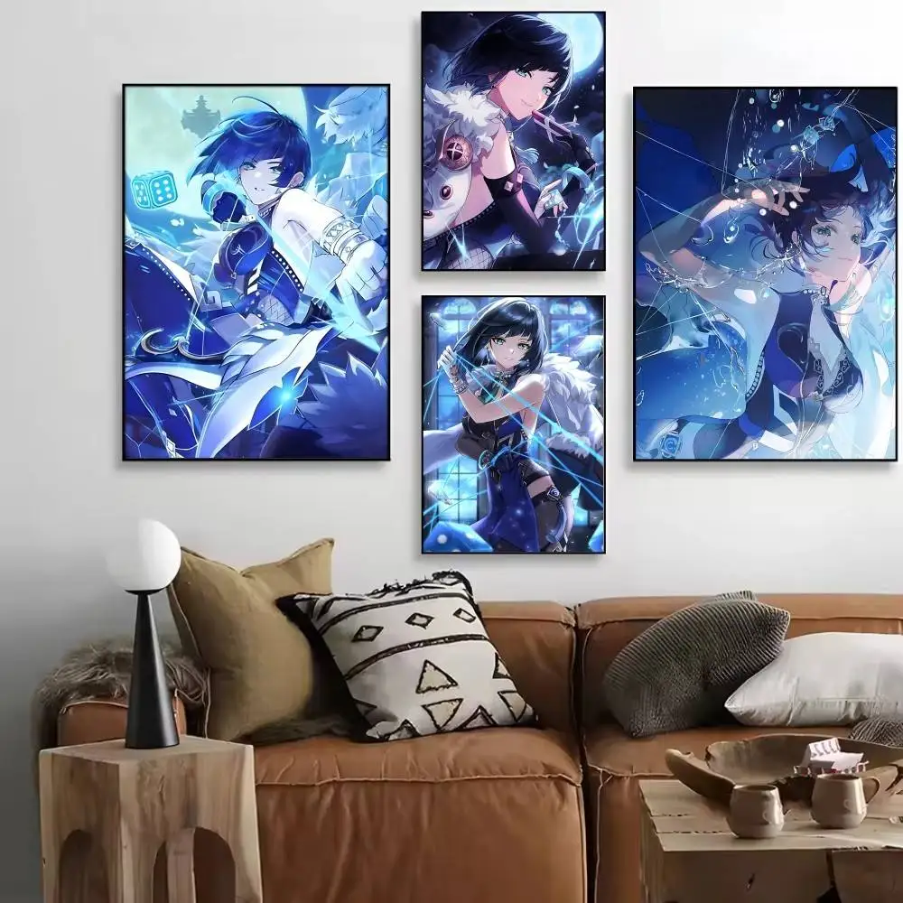 Anime Game Genshin Impact Yelan Posters High Quality Self-adhesive Wall Art Decorations Color Prints Sticky