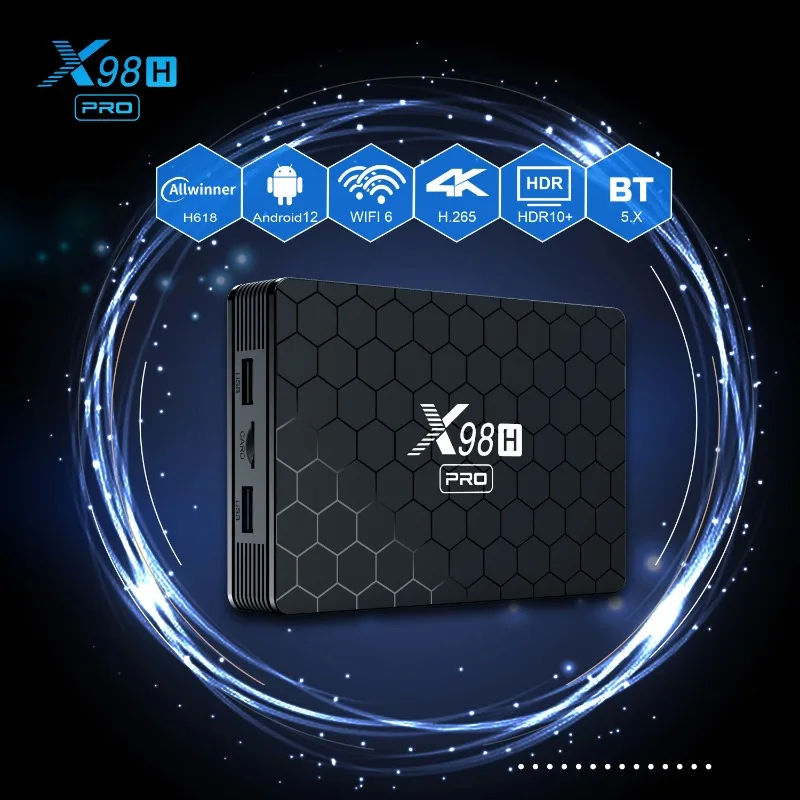 X98H PRO Smart TV BOX H618 2.4G 5G Wifi6 BT5.0 H.265 Receiver HD input Set Top BOX Media Player