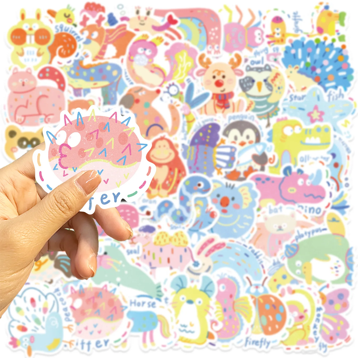 50 Uds. De pegatinas de grafiti de dibujos animados de animales pintados, bricolaje, teléfono, guitarra, portátil, maleta, pegatina impermeable, juguete para niños - imagen 2