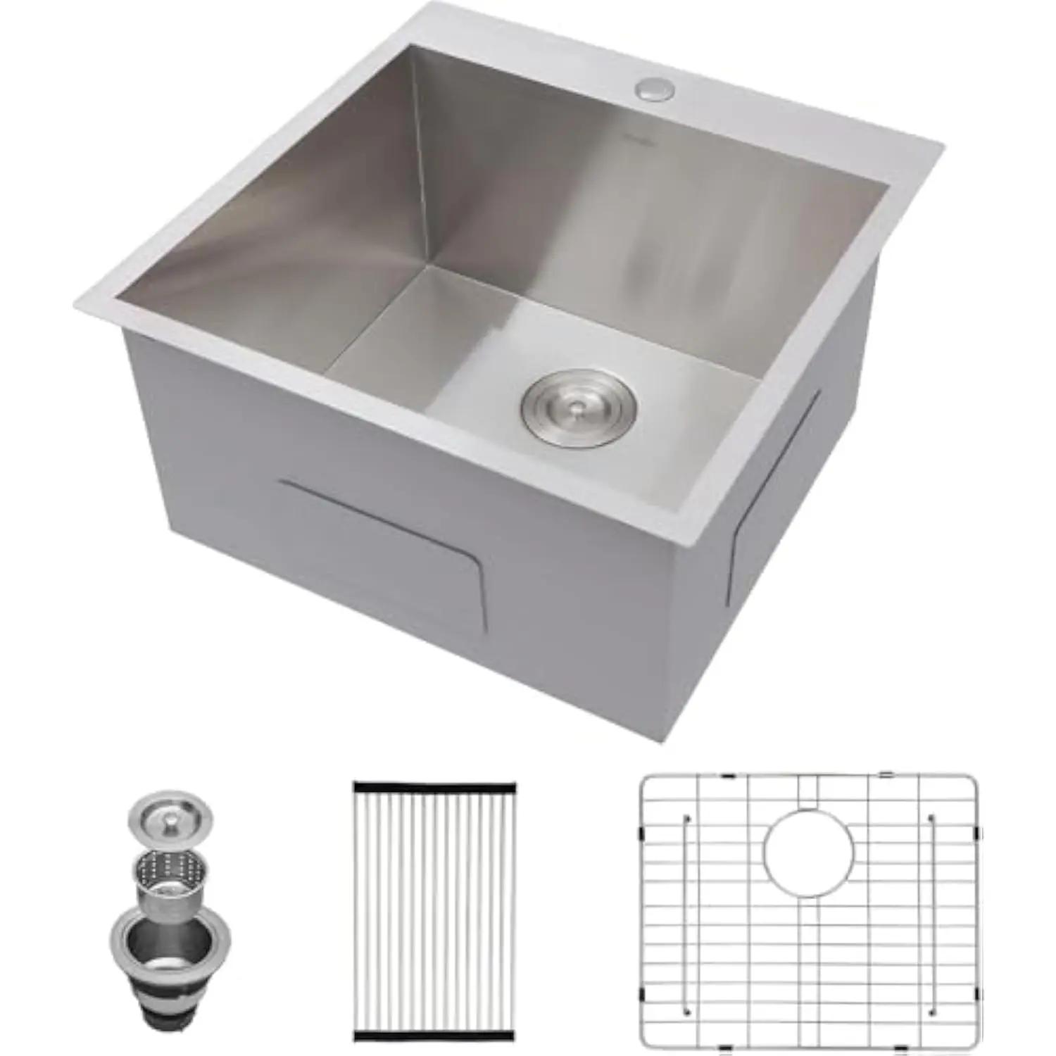 

22 Inch Drop in Laundry Sink - 22 X 22 X12 Inch Laundry Room Sinks Topmount Stainless Steel Deep Utility Sink 16 Gauge Square