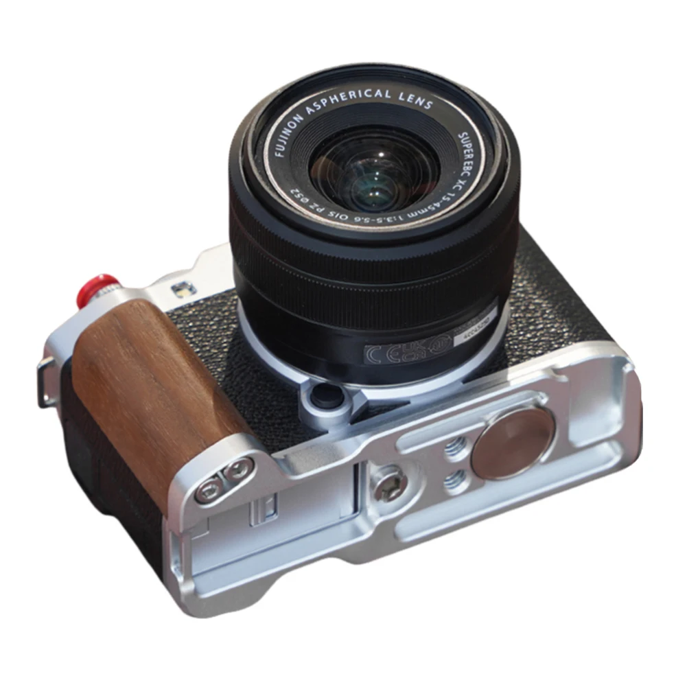 Punho de Madeira para Câmera com Base de Alumínio e Placa QR L para Câmera Fujifilm X-M5