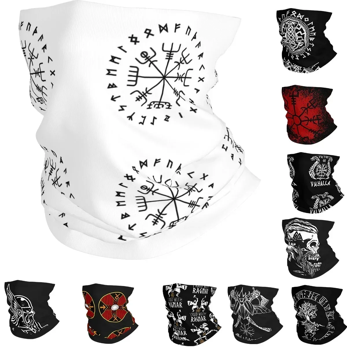 Ragnar Bandana Lothbrok Neck Cover Printed Norse Runes Mask Scarf Balaclava Outdoor Sprots For Men Women Adult Breathable