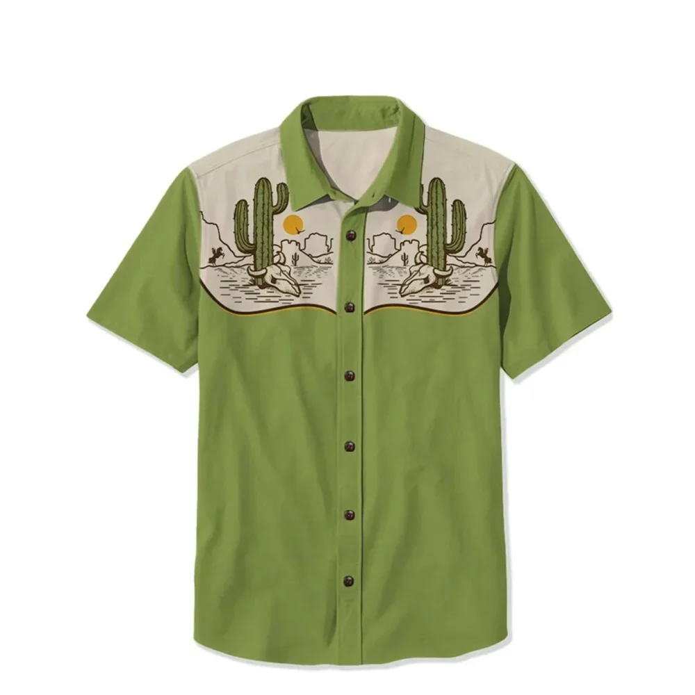 Men's Shirt Summer Casual Fashion Loose Breathable Hawaiian Print Pattern Shirt
