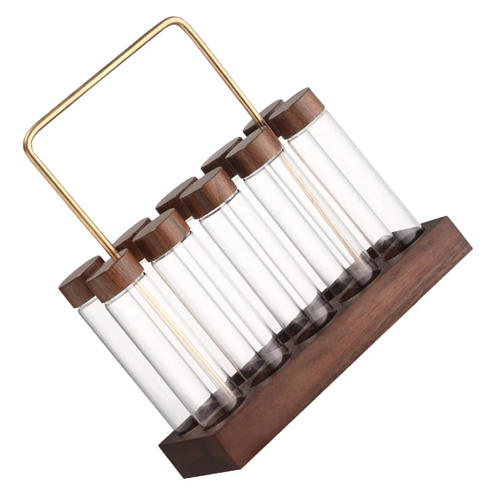 

1 комплект, стеклянные трубки для хранения кофейных зерен, деревянная подставка, герметичное уплотнение, свежесть, ароматизатор, трубки для хранения кофейных зерен