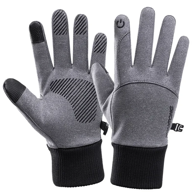 

Men Winter Waterproof Cycling Gloves Outdoor Sports Running Motorcycle Ski Touch Screen Fleece Gloves Non-slip Warm Full Fingers