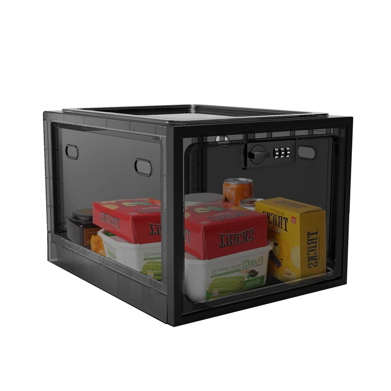 Medicine Lock Box Storage Box Refrigerator Food Lock Box Tablet Storage Cabinet Durable Black with Lock