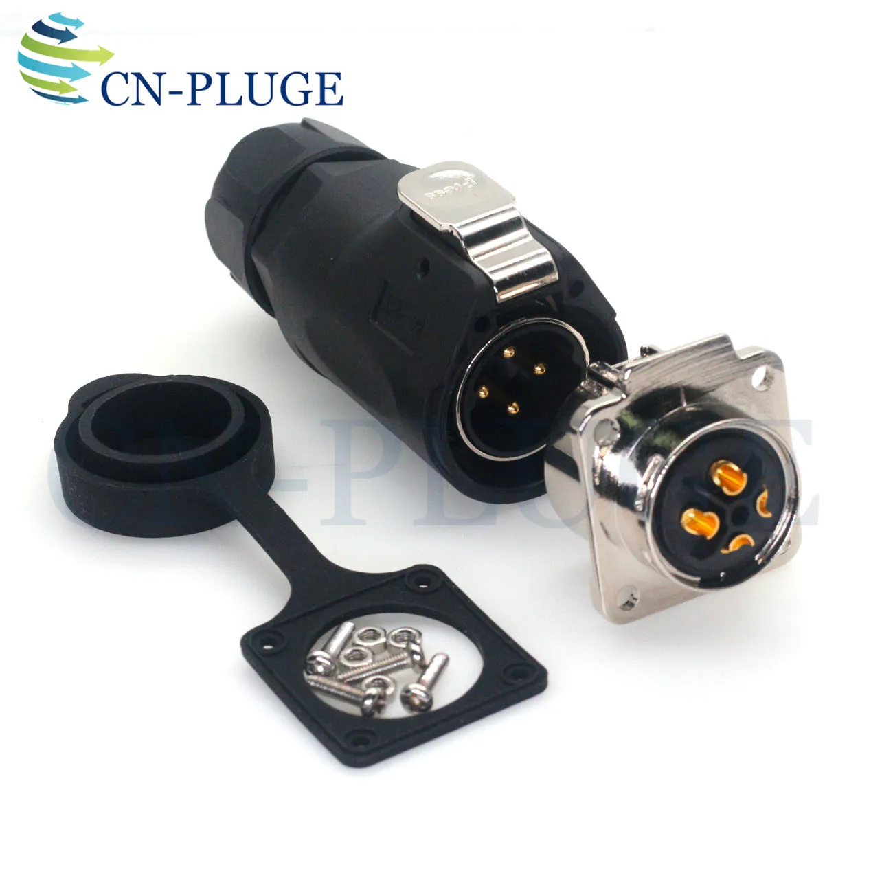 XHP28 Series 4-pin Square 28mm Panel Connector for 10~15mm Industrial Cable Outdoor Equipment Female Socket and Male Plug