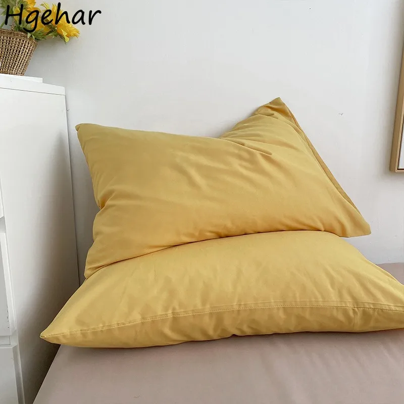 48x74cm Pillowcase 2pcs Bedroom Solid Simple Household Dormitory Anti-Mite Bedding Luxury Washable Pillow Cover Protective Home