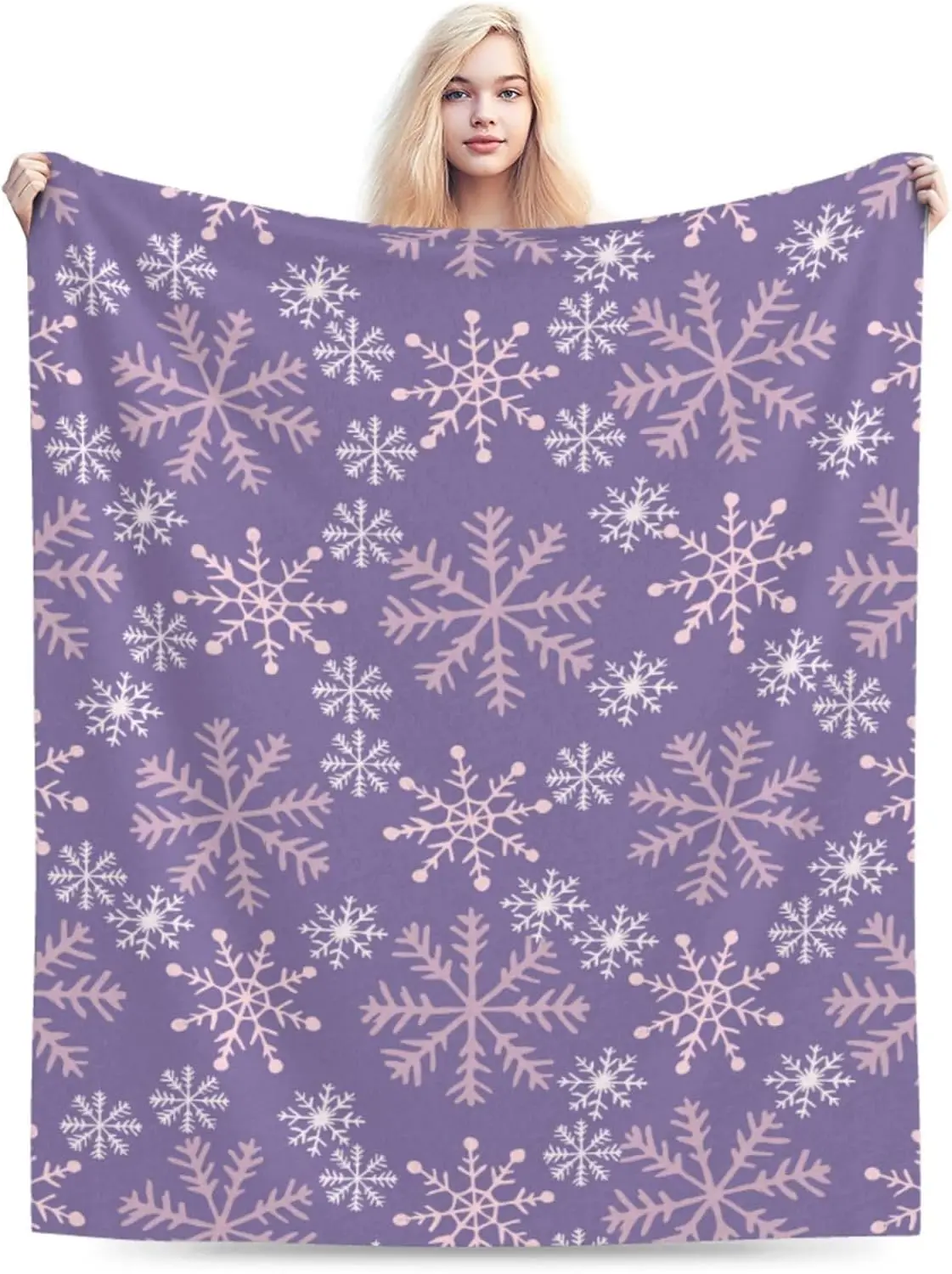 

Зимнее фиолетовое одеяло со снежинками, ультрамягкое теплое всесезонное рождественское декоративное флисовое одеяло для кровати, стула, автомобиля, дивана