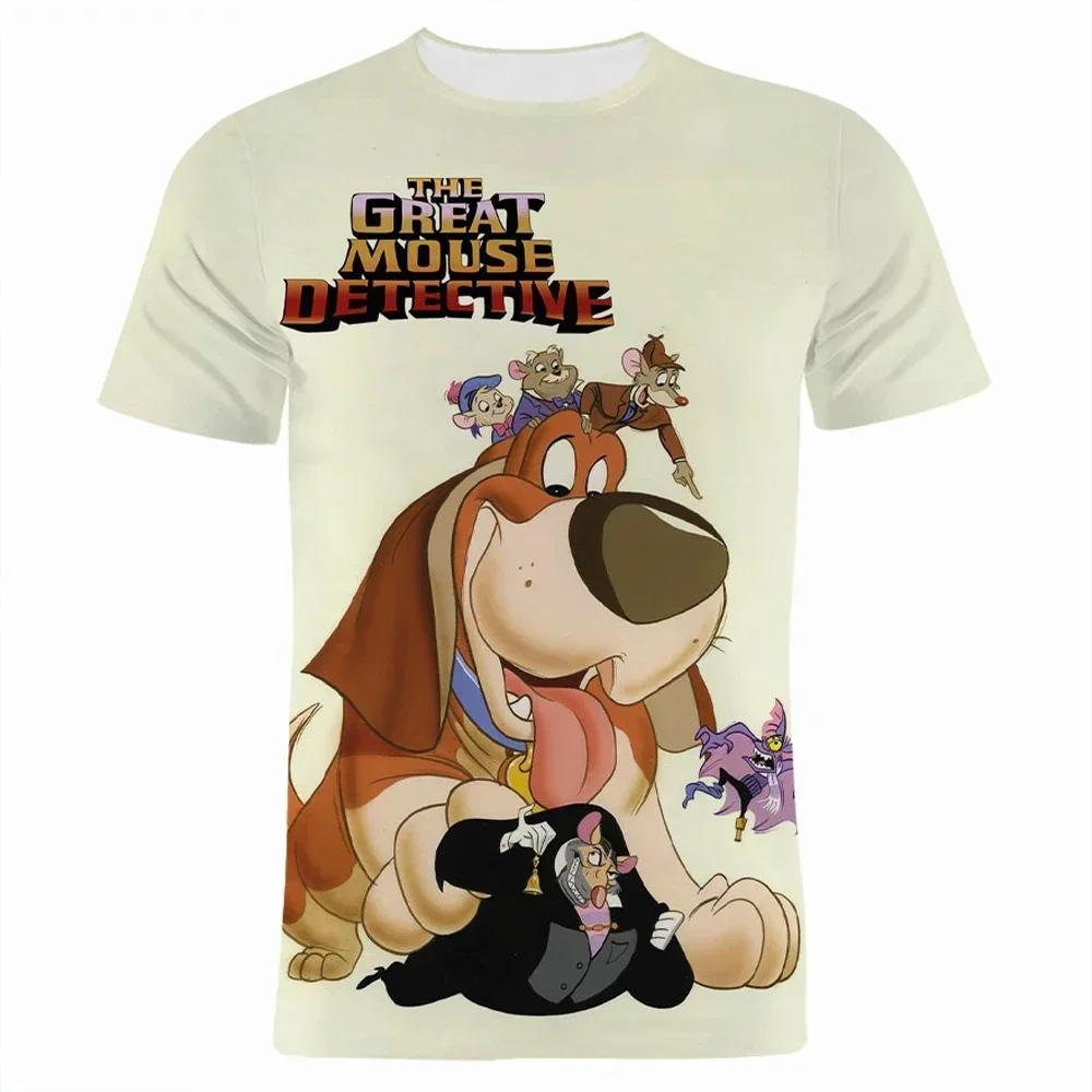 

2024 New Disney Cartoon The Great Mouse Detective 3d Print FashionT-Shirts Anime Boys Girls Oversized T Shirt Kids Tees Tops