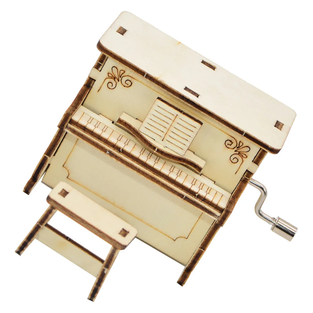 مجموعة واحدة من صندوق الموسيقى الخشبي، صندوق موسيقى البيانو الصغير للأطفال، نموذج التجميع التعليمي، ألعوبة الأطفال، الحرف الخشبية #5