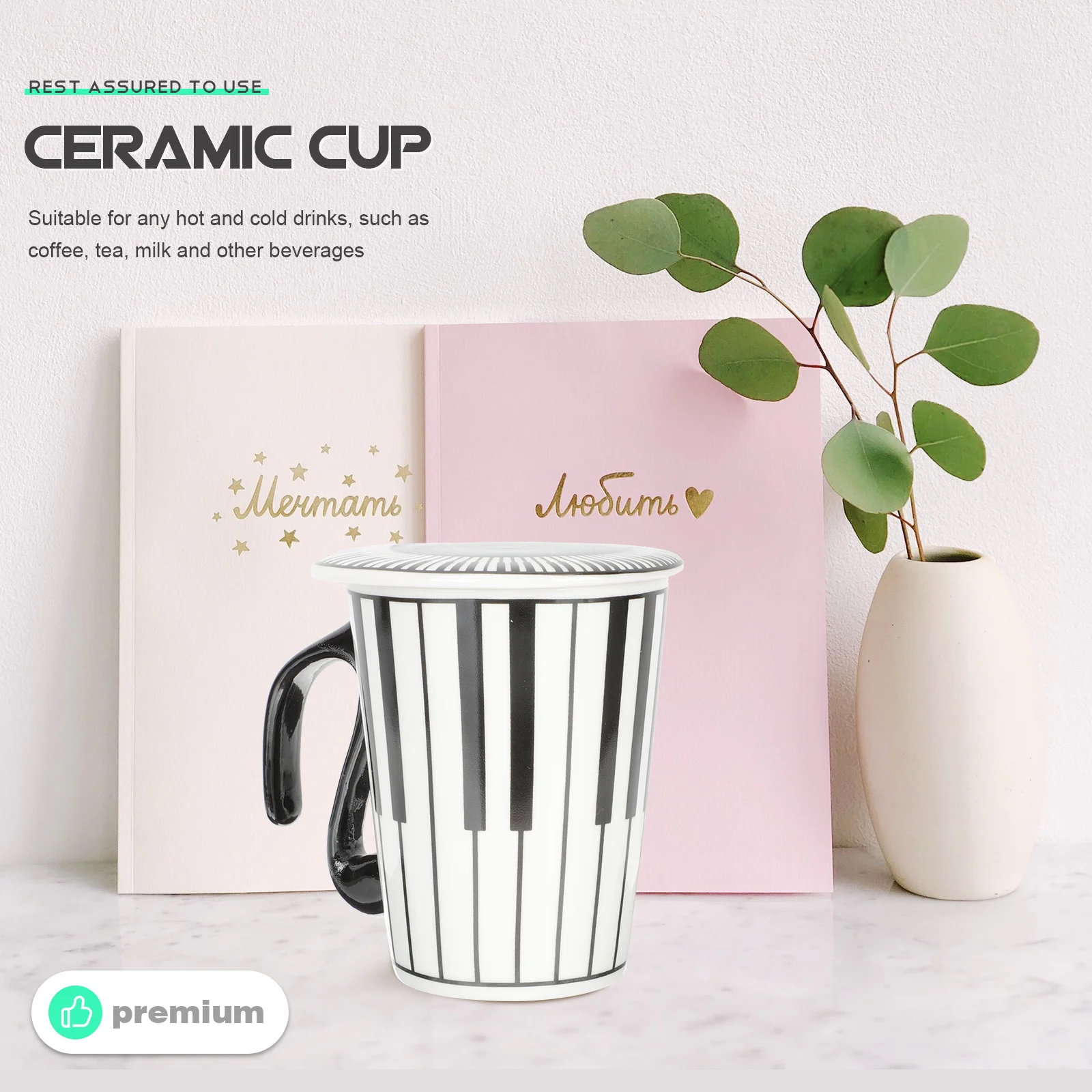 

Ceramic Music Design Mug Large Capacity Coffee Cup for Home Office Bar Decorative Drinking Water Milk Tea Use Mugs