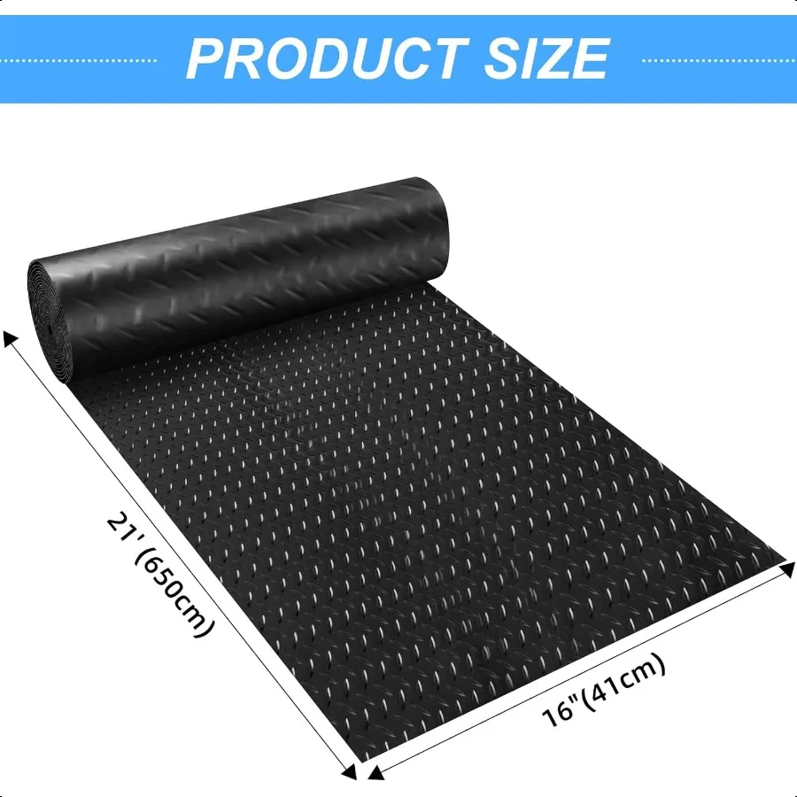แผ่นยางปูพื้นลาย DiamondPlate ขนาด 21 ฟุต * 16 นิ้ว สำหรับปูพื้นโรงรถ ขนาด 4 * 7 ฟุต ปูพื้นโรงรถ รถบ้าน ด้วยวัสดุ PVC