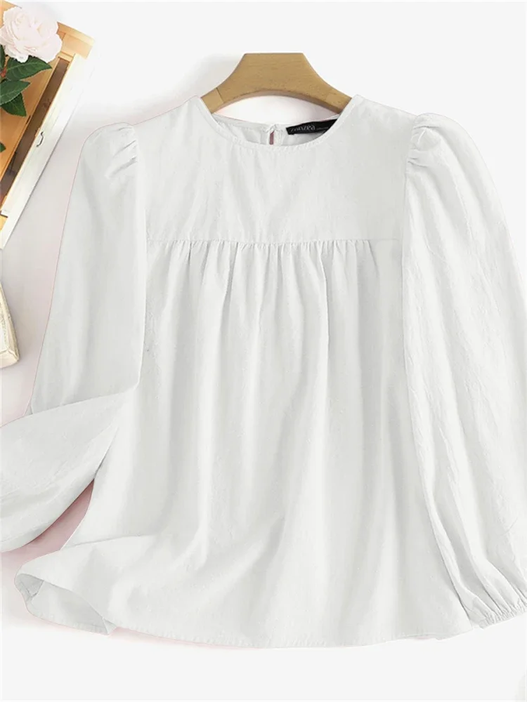 Donne eleganti Auutmn Camicetta a maniche lunghe ZANZEA Primavera Solid OL Camicie da lavoro Casual Elegante Tunica Top Allentato Blusas Mujer Oversize