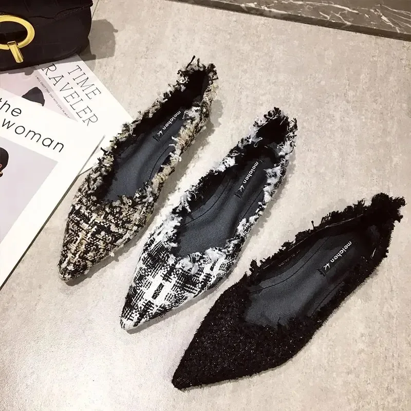 

Fashion Women Shoes French Style Shallow Mouth Single Shoes for Women Temperament Pointed Tip Casual Shoe Fashion Designer Shoes