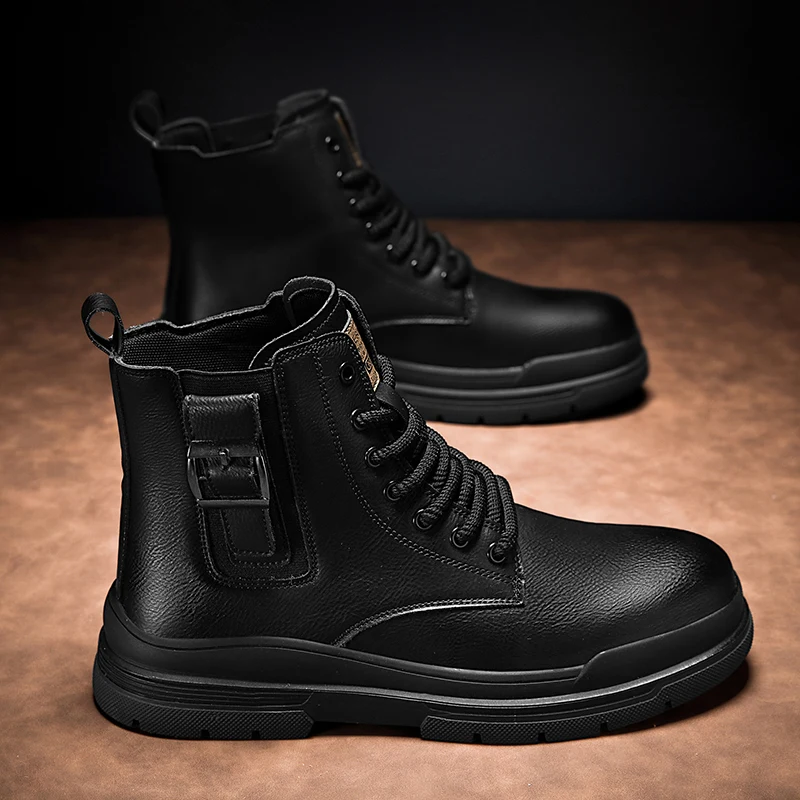 

Men's Chukka Boots Waterproof Leather Casual Lace Up Ankle Oxford Boots Daily Dress Shoes For Men