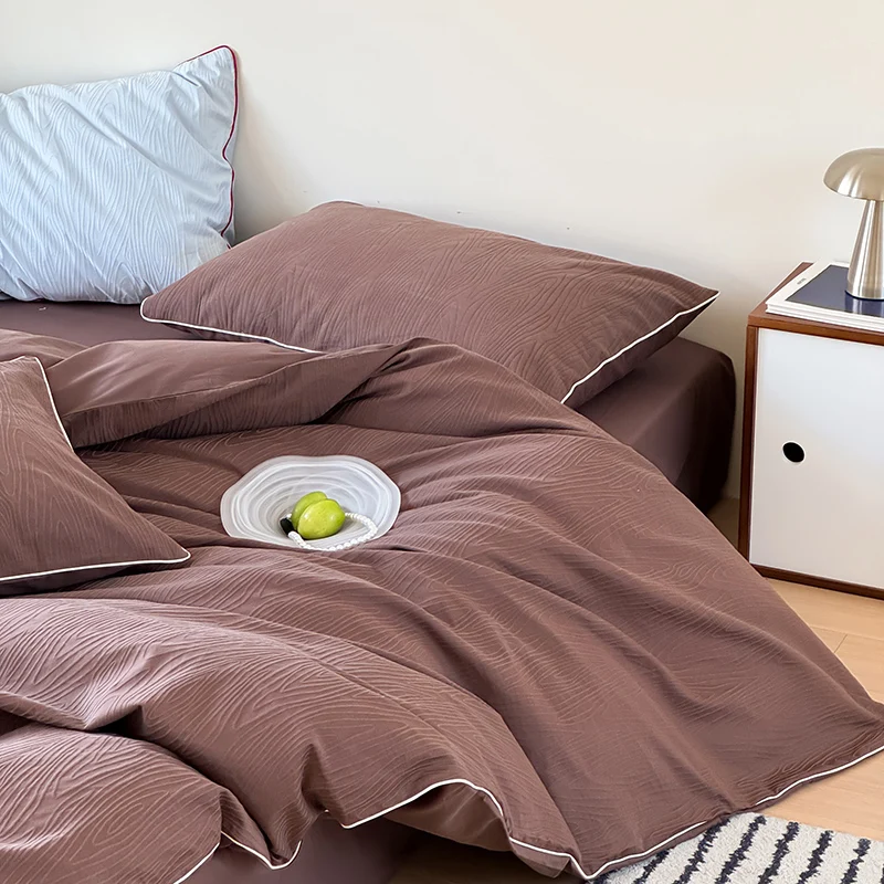 2026 New Bedding Set, High-quality 100% Cotton Combed, Jacquard Yarndyed Duvet Cover Set, King Queen Size for Home Bedroom Decor