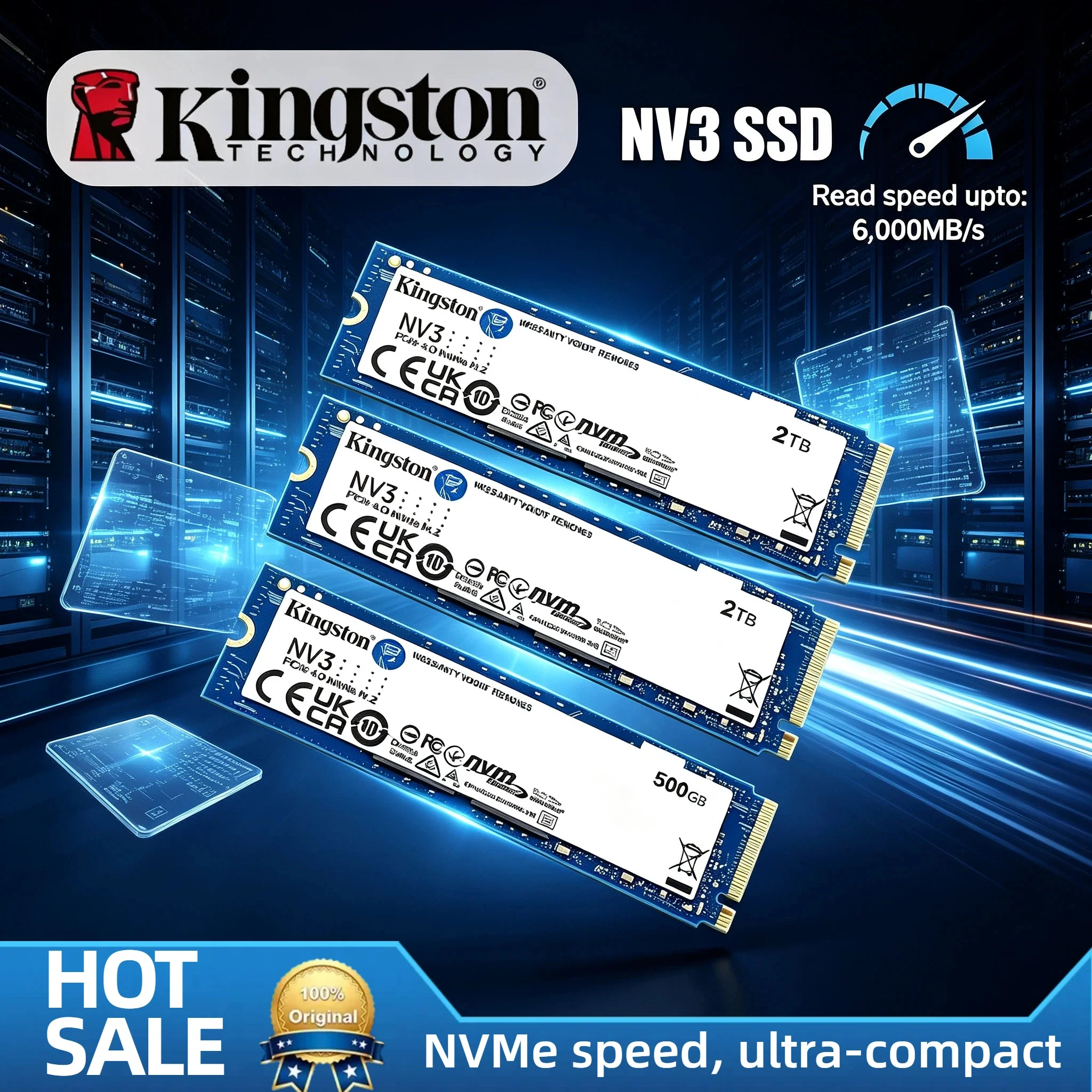 Kingston NV3 500GB 1TB 2TB M.2 2280 PCIe4.0 NVMe SSD 6000MB/s Internal Solid State Hard Drive Disk for Desktop PC