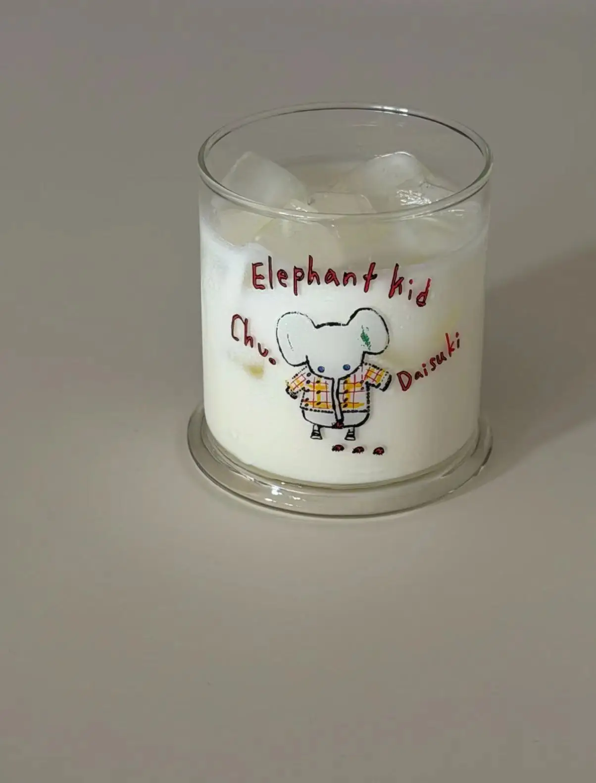 

Shinymomo Cute Little Elephant Glass Cup Hand-Painted Retro Line Cartoon Style Milk Coffee Cup Transparent Glass Dining Utensils