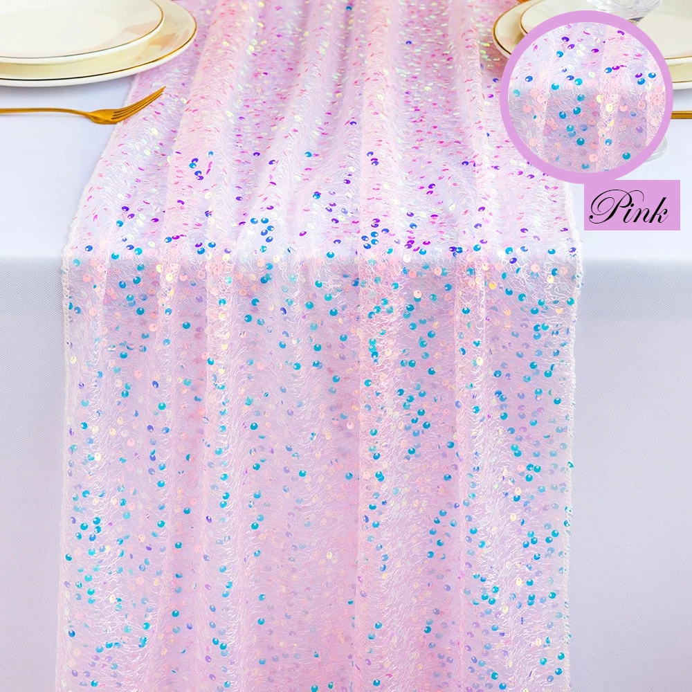 Table Runner Sequin - مفرش طاولة قزحي الألوان مزين بالترتر