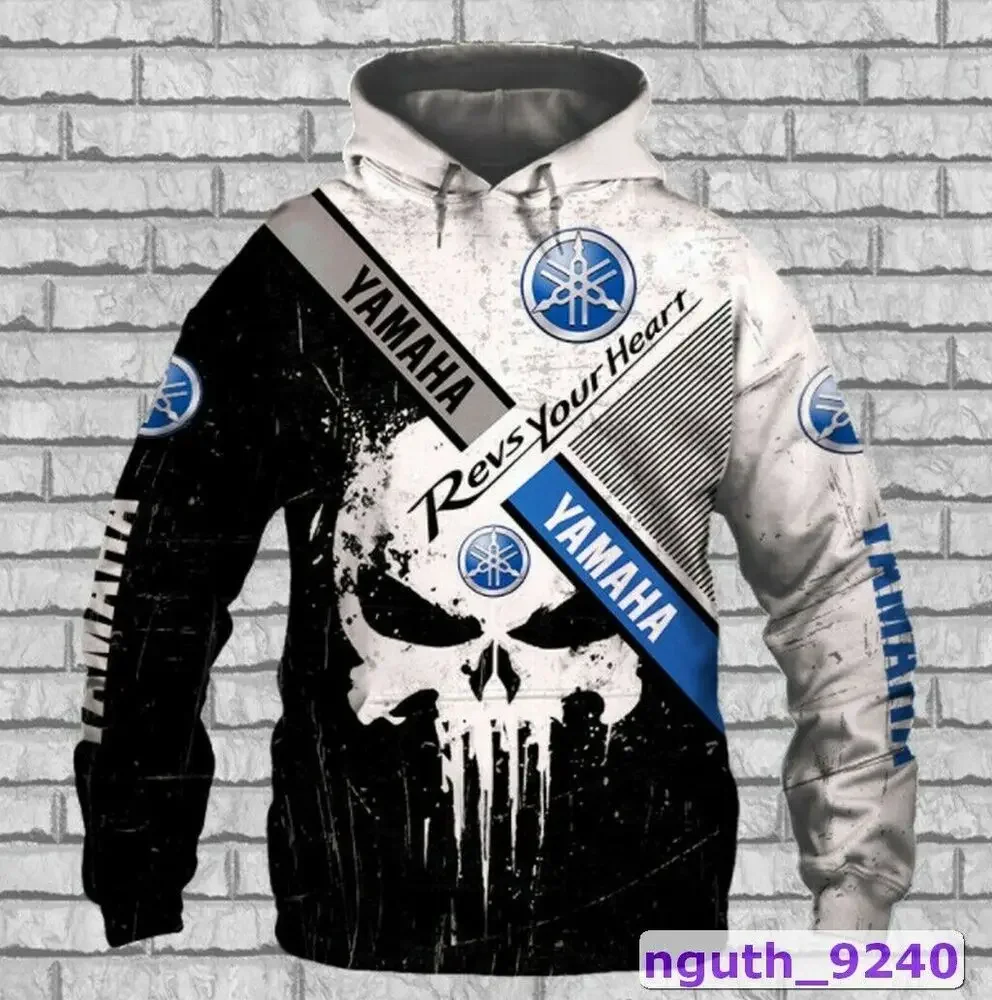 2025 Primavera/Novedad de verano Sudadera con capucha todoterreno con estampado 3D de motocicleta Yamaha para deportes extremos, sudaderas con capucha de aventura para hombres y mujeres