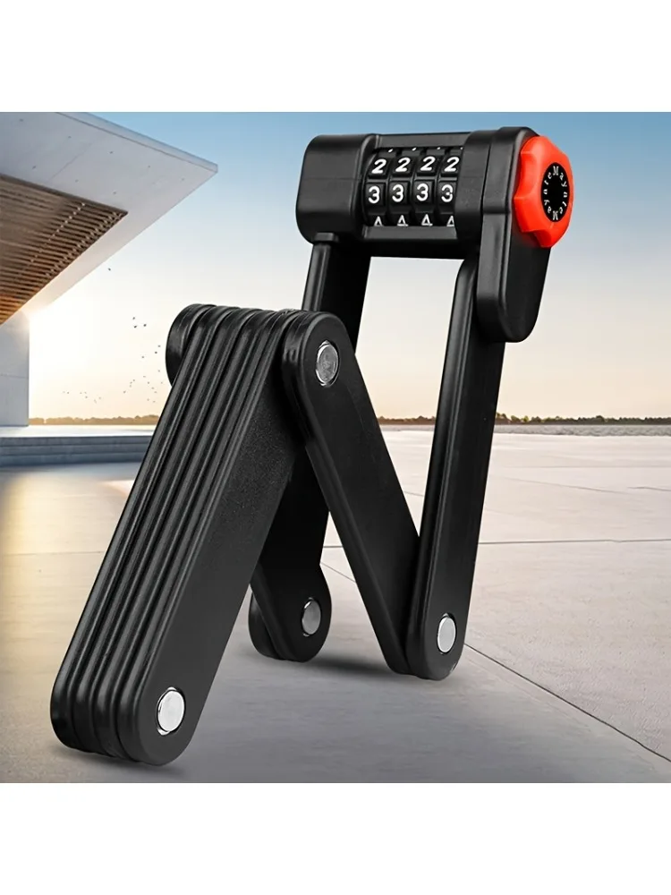 AliExpress NONE 4-Digit Portable Combination Bike Lock - Durable ABS Material, Foldable Design, Anti-Theft for Mountain & Road Bikes