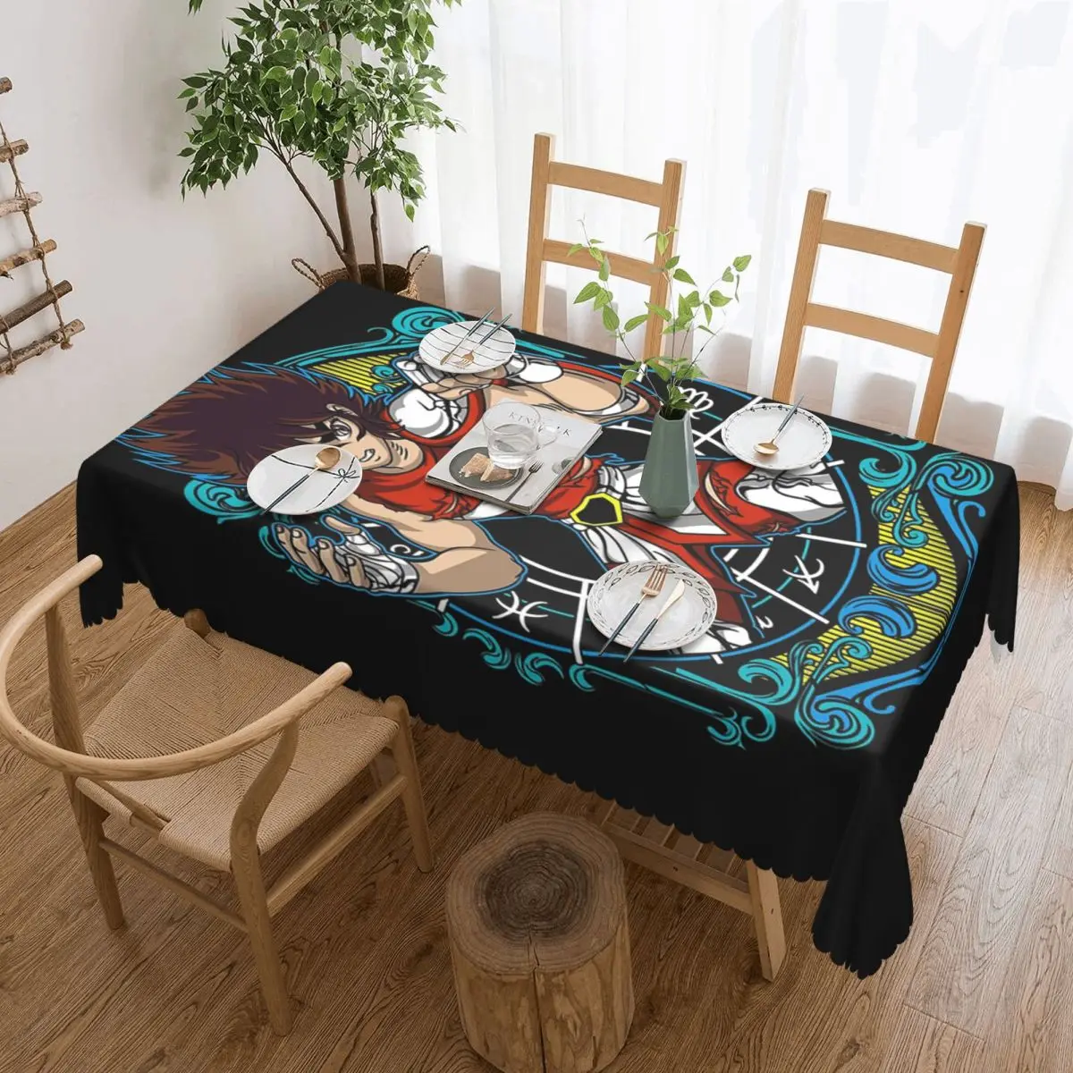 Knights Of The Zodiac Pegasus Seiya Rectangular Tablecloth Waterproof Table Cover for Festival Party Decorations Table Cloth