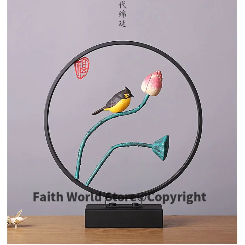 

large -Christmas GIFT TOP COOL office home shop fashion Elegant decorative art -handcrafted Iron animal bird lotus flower Model