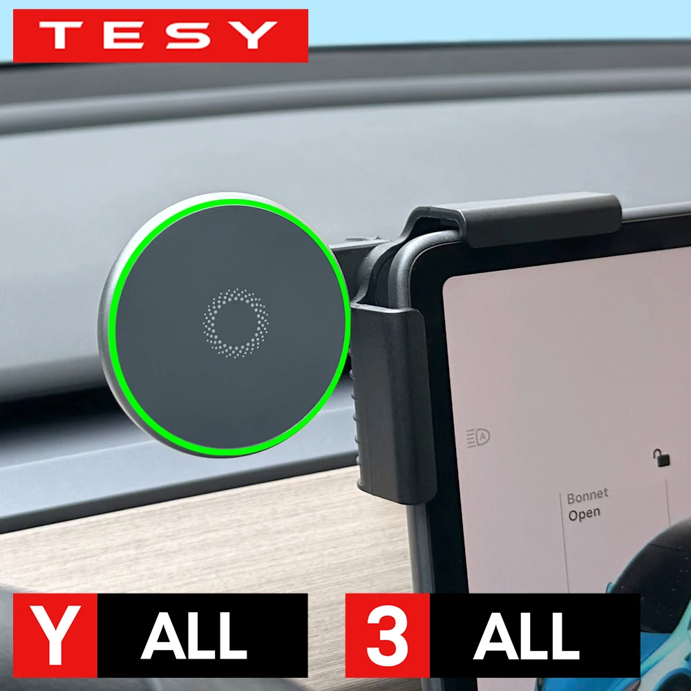 Uchwyt samochodowy na telefon TESY z magnetyczną ładowarką bezprzewodową 15W kompatybilny z MagSafe do Tesla Model YL Y Juniper Launch 3 Highland