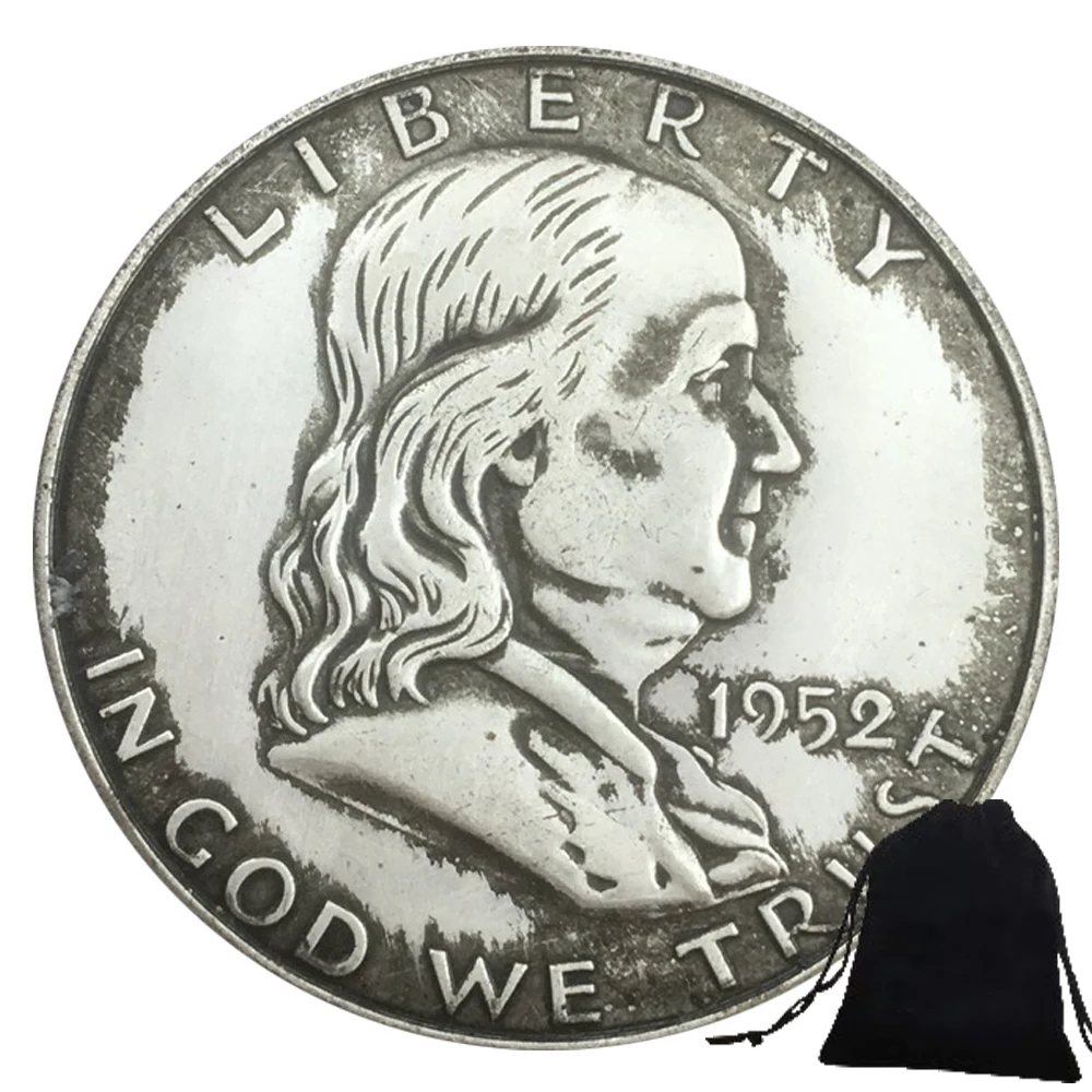 Luxury 1952 Liberty Franklin Half-Dollar Fun Couple Art Coin/Nightclub Decision Coin/Lucky Commemorative Pocket Coin+Gift Bag