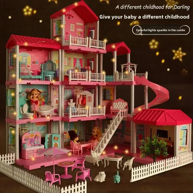 مجموعة ألعاب لعب الأدوار على شكل قلعة فيلا برينك، نموذج بيت الدمى، أثاث مسرح للأطفال عبر الحدود #2