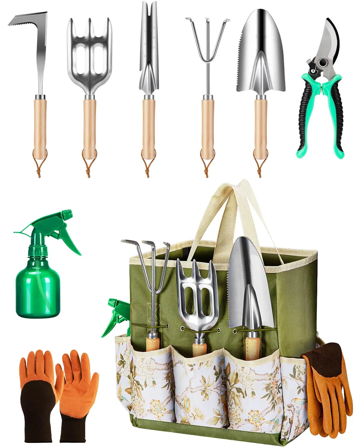 

9-piece advanced gardening tool set - Heavy-duty stainless steel anti-rust tool with fashionable storage bag, perfect for moms