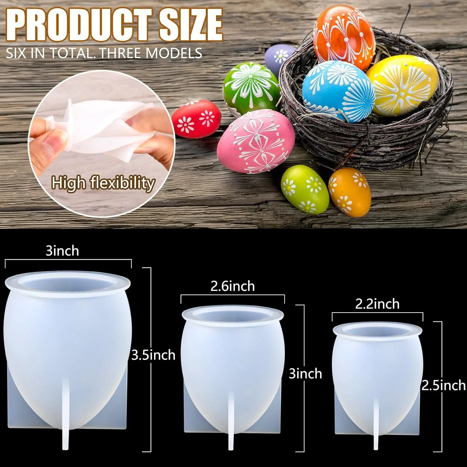 3D Easter Egg Candle Mold,  Silicone Mold for Candle Making, Easter Handmade Candle Making Mould, DIY Craft Resin Mold