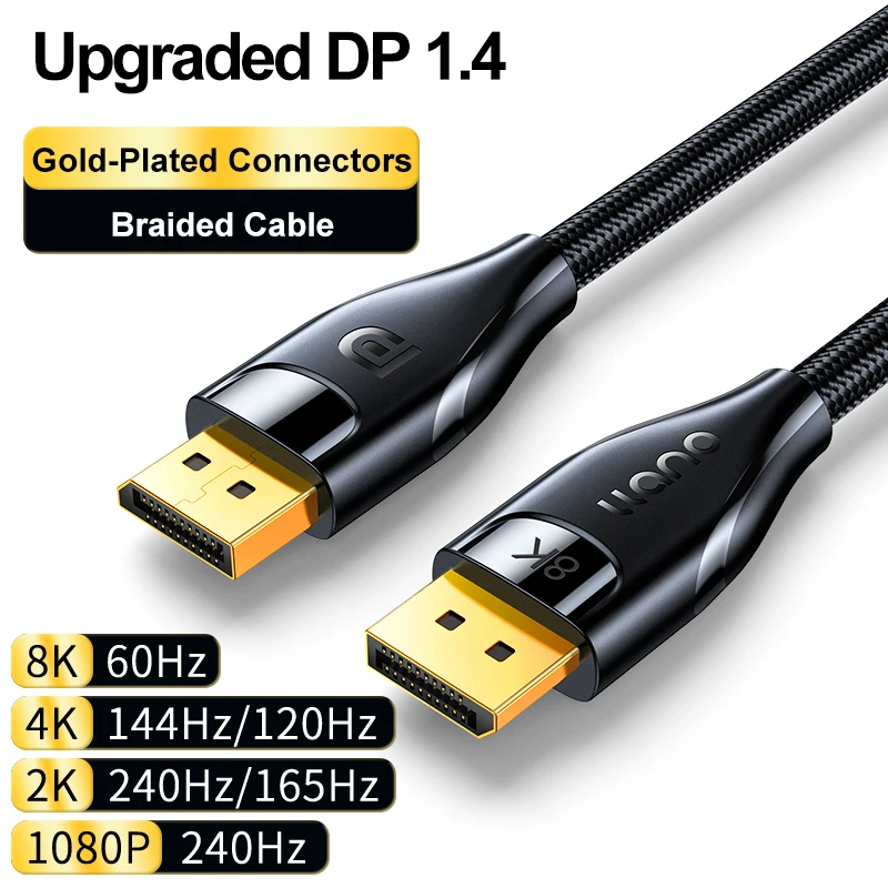 llano Displayport Cable 8K HD Cable 144Hz DP to DP Cable 1.4 for Laptop PC TV Gaming Monitor Cable