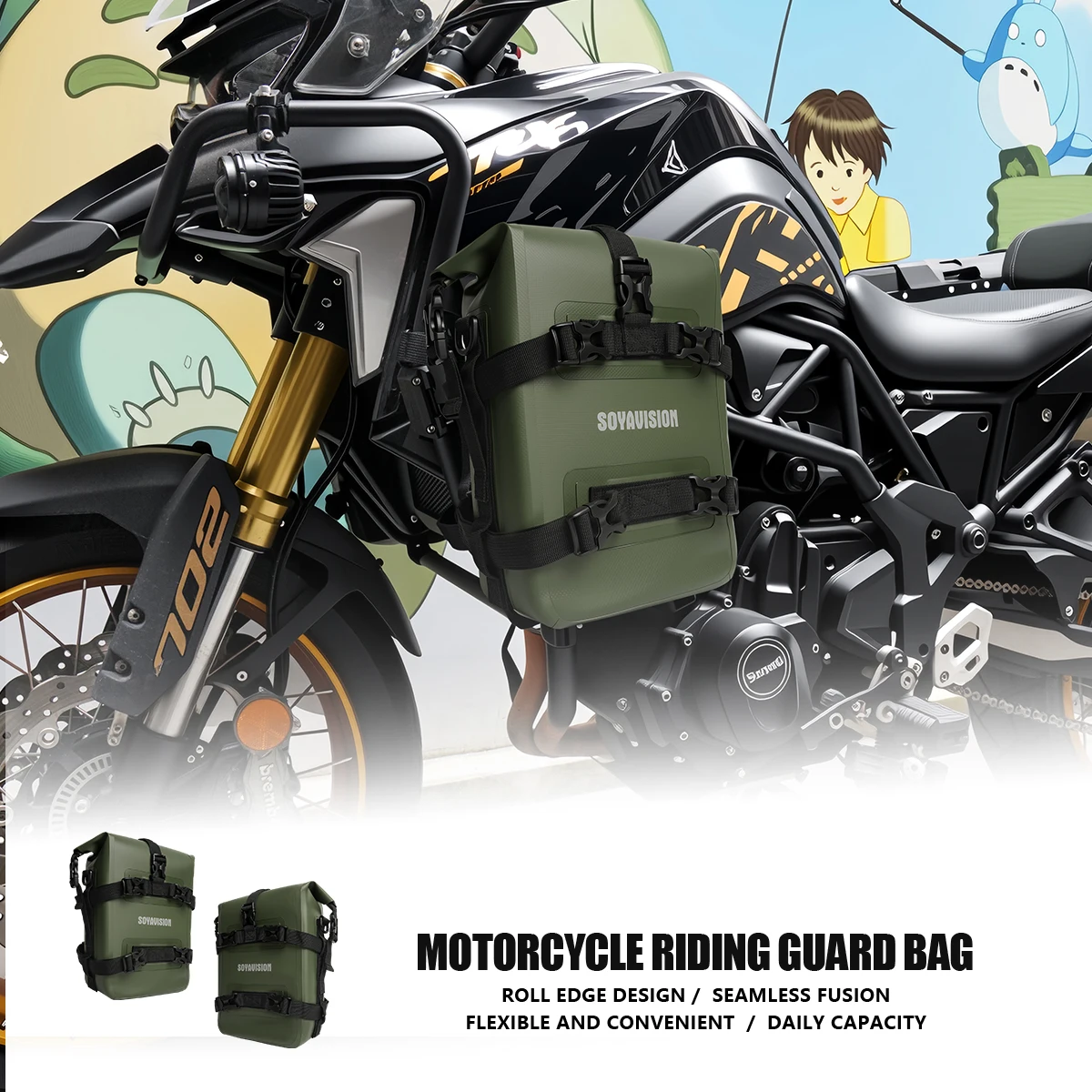 

Motorcycle Riding Waterproof Side Pocket, Large Capacity Bumper Storage Bag, Motorcycle Hanging Bag, Tail Bag 5-8L