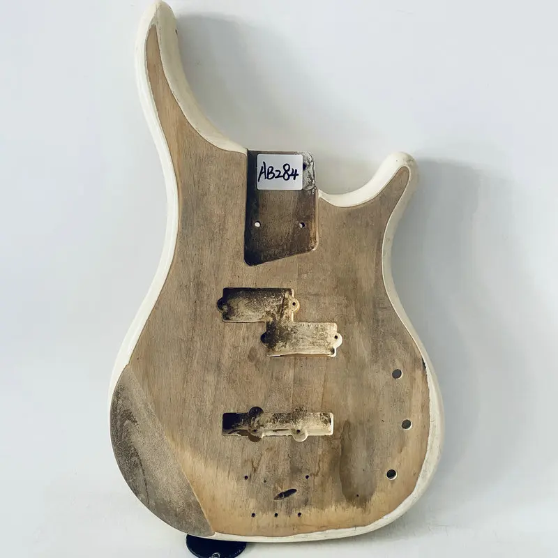 AB284 PJB Bass Guitar Body Unfinished 4 String Electric Bass Passive Pickups  with Wood Damages for Replacement