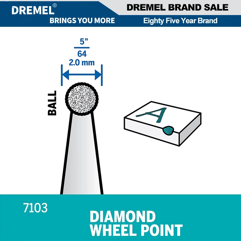 Dremel 7103 Diamond Wheel Points Engrave Carving Bit with 2.0Mm Bits for Precision Engraving Grinding Cutting Etching