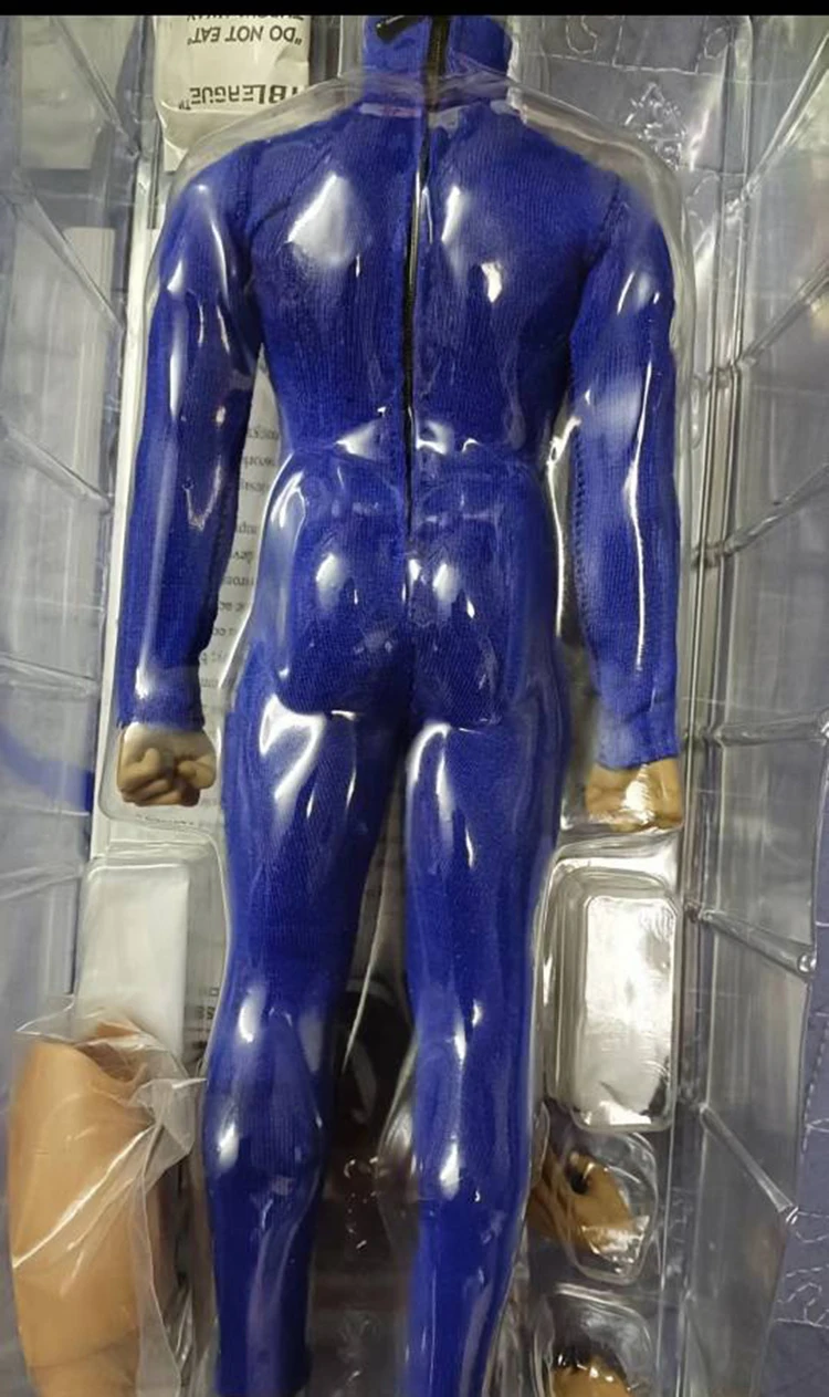 

1/6 Men Soldier Blue High Neck Bodysuit Fit 12" Male Muscle Body