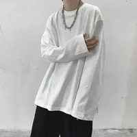Loose Long Sleeve Men's T-shirt Autumn New Style Korean Fashion Pure Color Base Layer Shirt Hong Kong Style Inner Wear Top