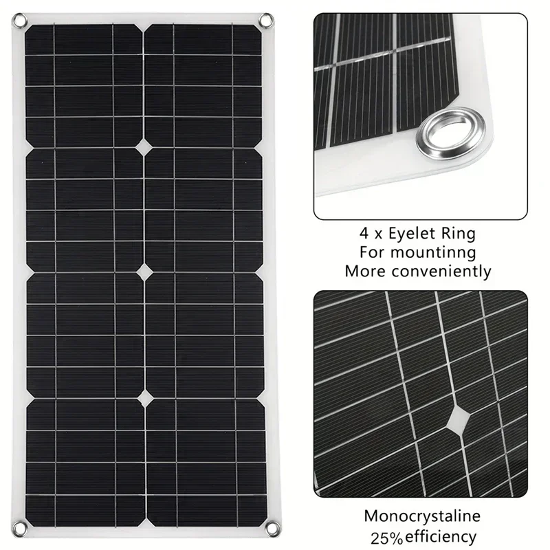 1000W 18V Monocrystalline Silicon Solar Panel Dual USB 12V/5V DC Single Crystal Flexible Solars Charge for Car RV Battery Chargr