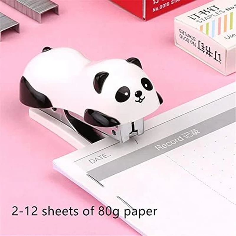 4 Pcs Panda Desktop Stapler Stapler Stapler For 12 Sheet Capacity, Stapler With 4000PCS No.10 Staple & Built-In Staple Remover