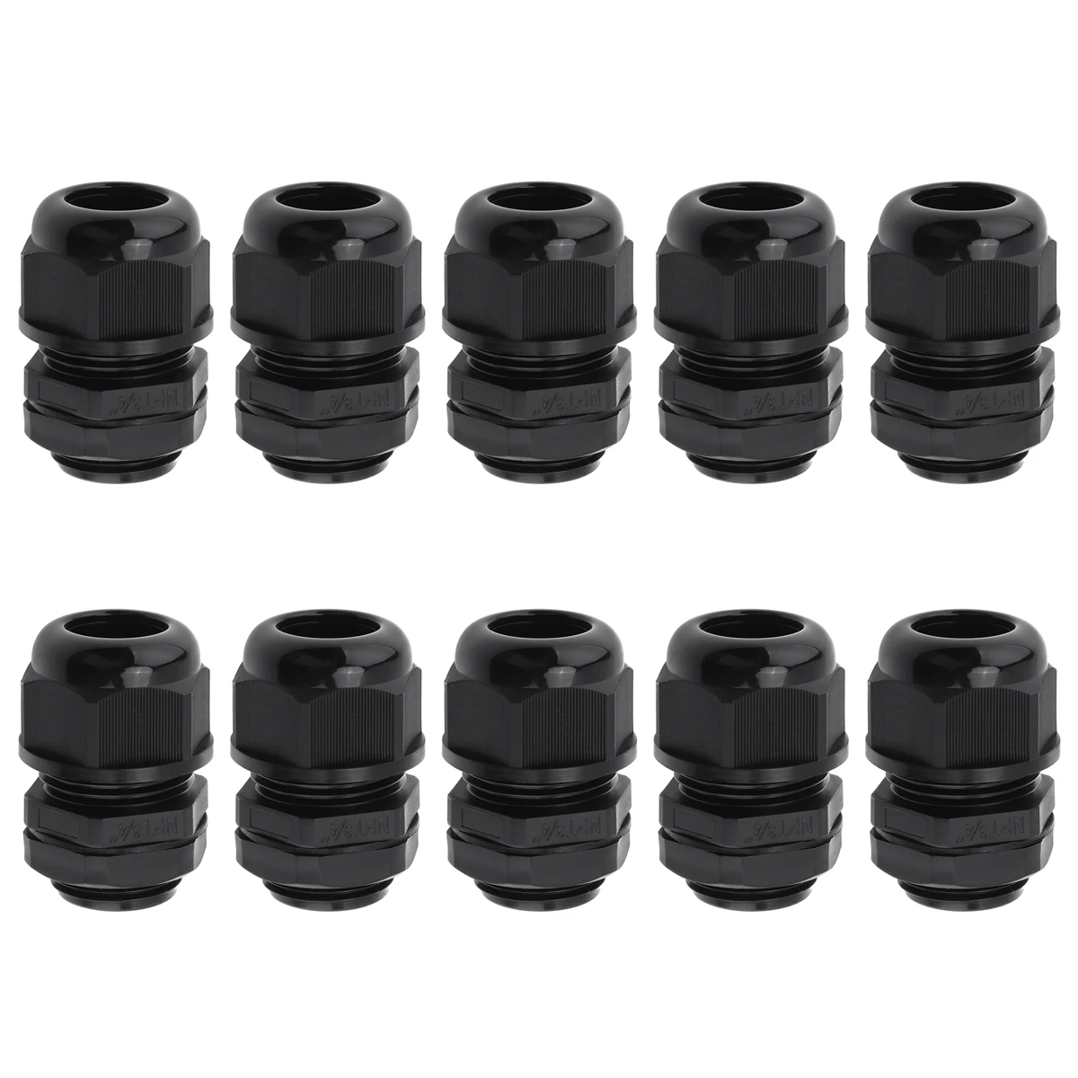 

10pcs 3/4 Inch 1/2 Inch 3/8 Inch NPT Cable Gland IP68 Nylon Strain Relief Waterproof Flame Retardant Connection Fixing Head