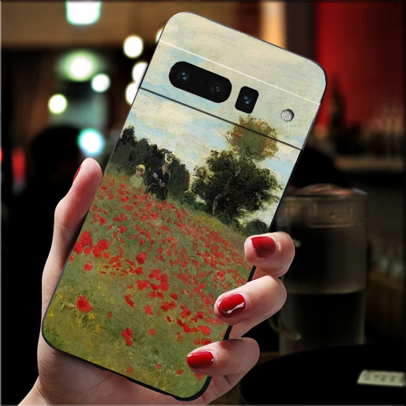 حافظة لهاتف جوجل بيكسل 10 برو XL 9 برو XL 9A 8 7 6 برو بيكسل 8A 7A 6A بكسل 8 7 6 5 كلود مونيه جاردن لوتس بريدج #3