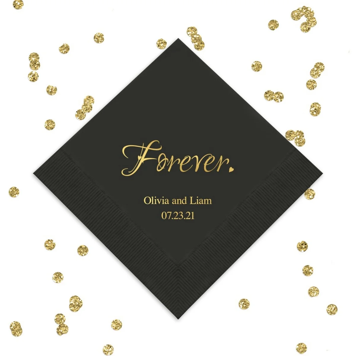 

50 Personalized Wedding Napkins - Forever Design - Custom Printed Napkins - Anniversary Napkins - Engagement Party Napkins - S