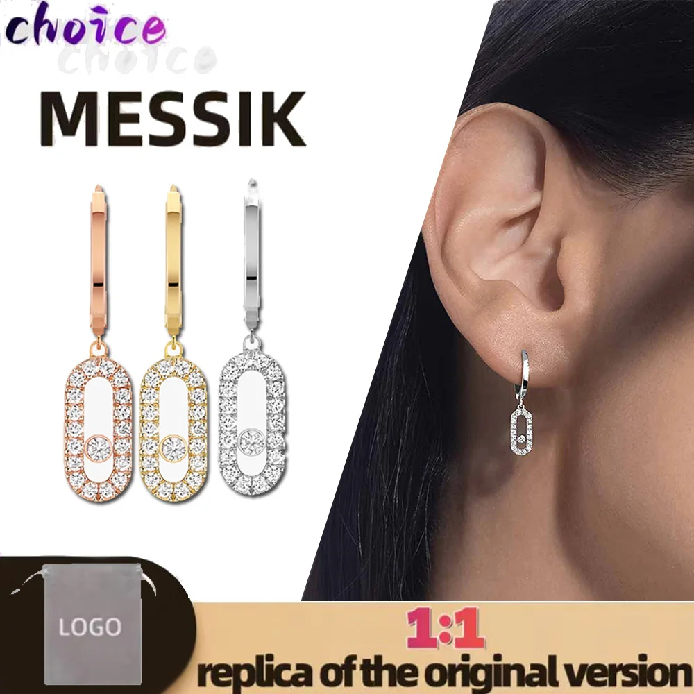 

Fashion luxury sterling silver s925 set diamond earrings messik style Move Uno series women's hollow earrings