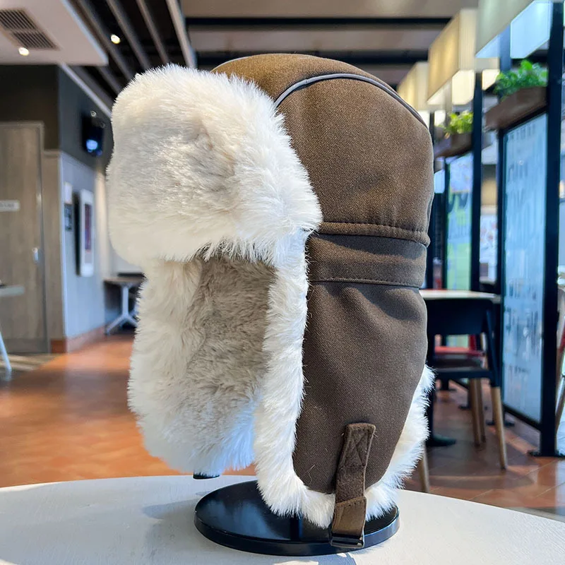 Ushanka Men's and Women's Winter Thickened Velvet Padded  Warm Artifact Earflaps Cap Northeast Pullover Cold Protection Hat