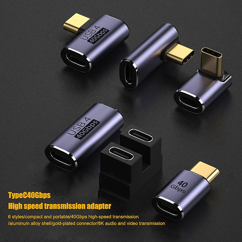 USB Type-C Adapter 90 Degree Quick Charge Converter Male To Female PD Data Transfer